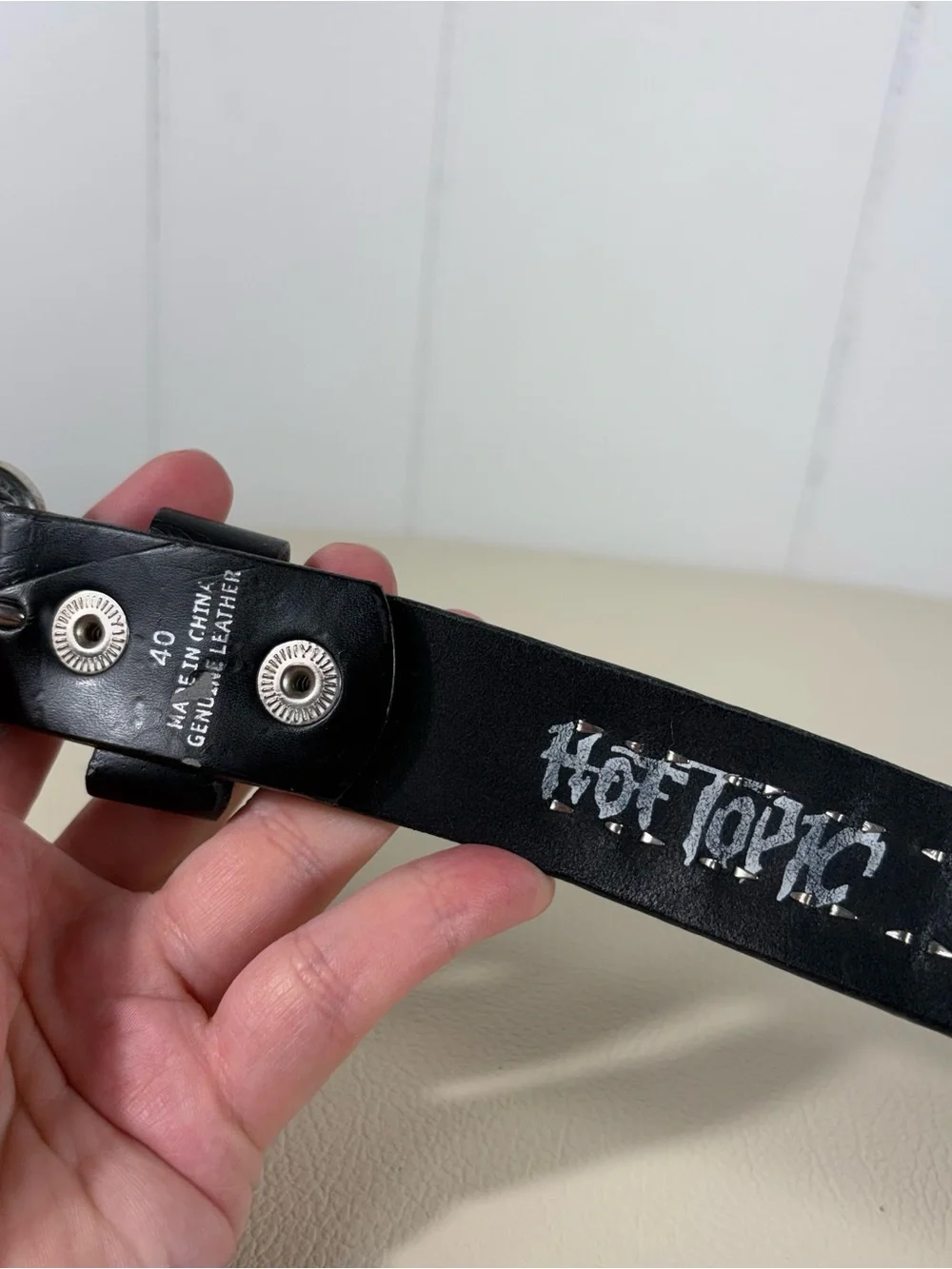 Hot Topic Vintage 90s Genuine Leather Silver Studded Belt Punk Gothic Y2K Band